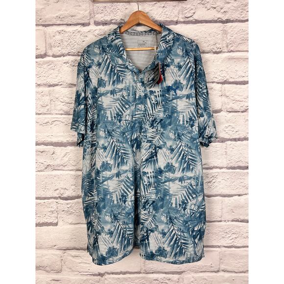 NWT PUMA Men's XXL / 2XL Fronds Gibraltar Sea Floral Striped Dry Cell Polo Shirt - Picture 9 of 9